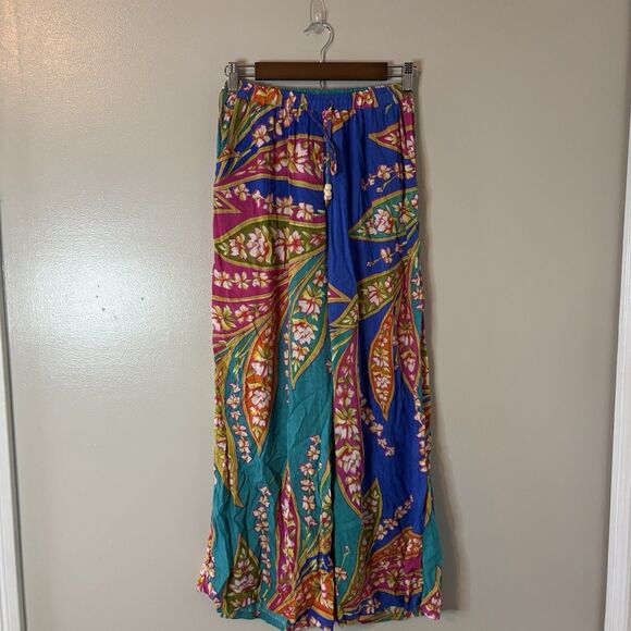 Haute Hippie NEW Wide Leg Pants Boho Multicolor Floral Pockets Pull On XS - Picture 1 of 12